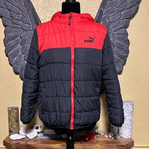 Puma Kids Two-Tone Red and Black Puffer Jacket